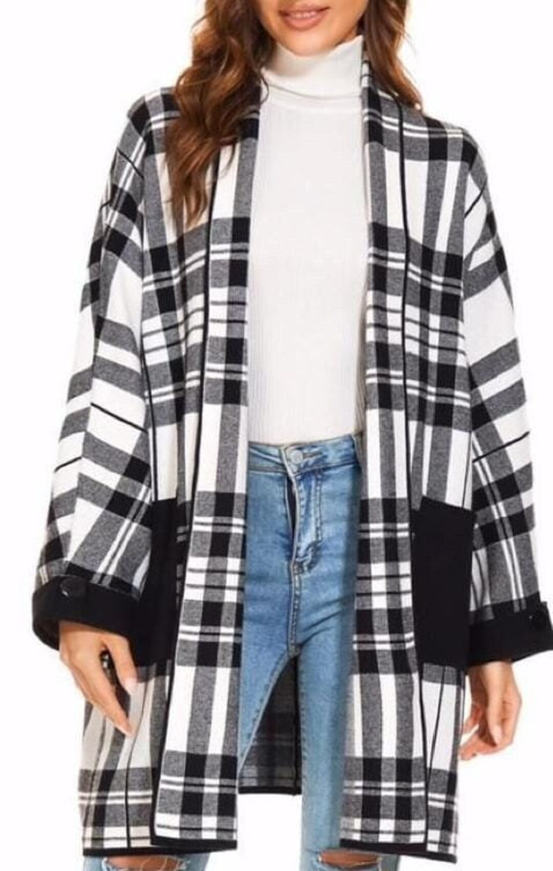 schwarz weiss karierte jacke herren