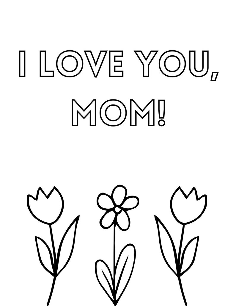 Mother's Day Flowers Coloring Page Etsy