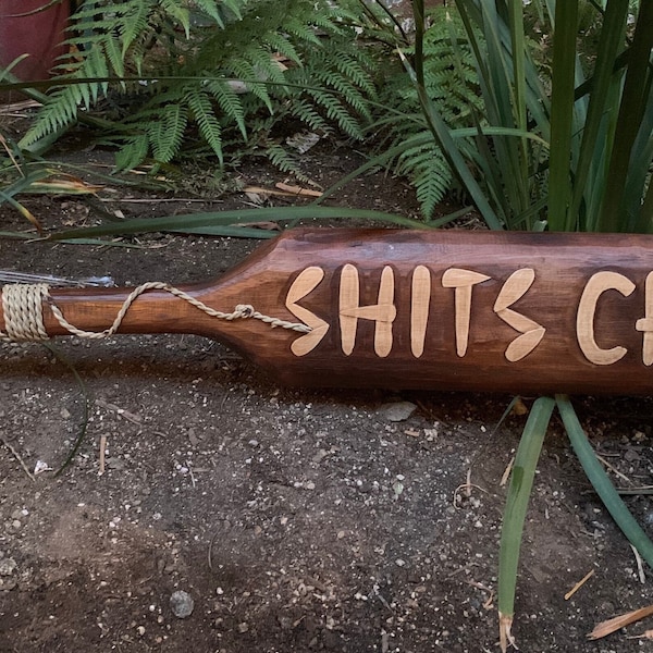 Shits Creek Hand Carved Tropical Wood Paddle 39"x 6" inches