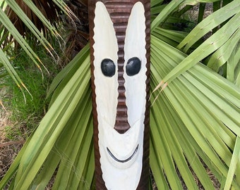 Tiki Bob Wood Mask Tropical Bar Patio Decor  39"x 6"in