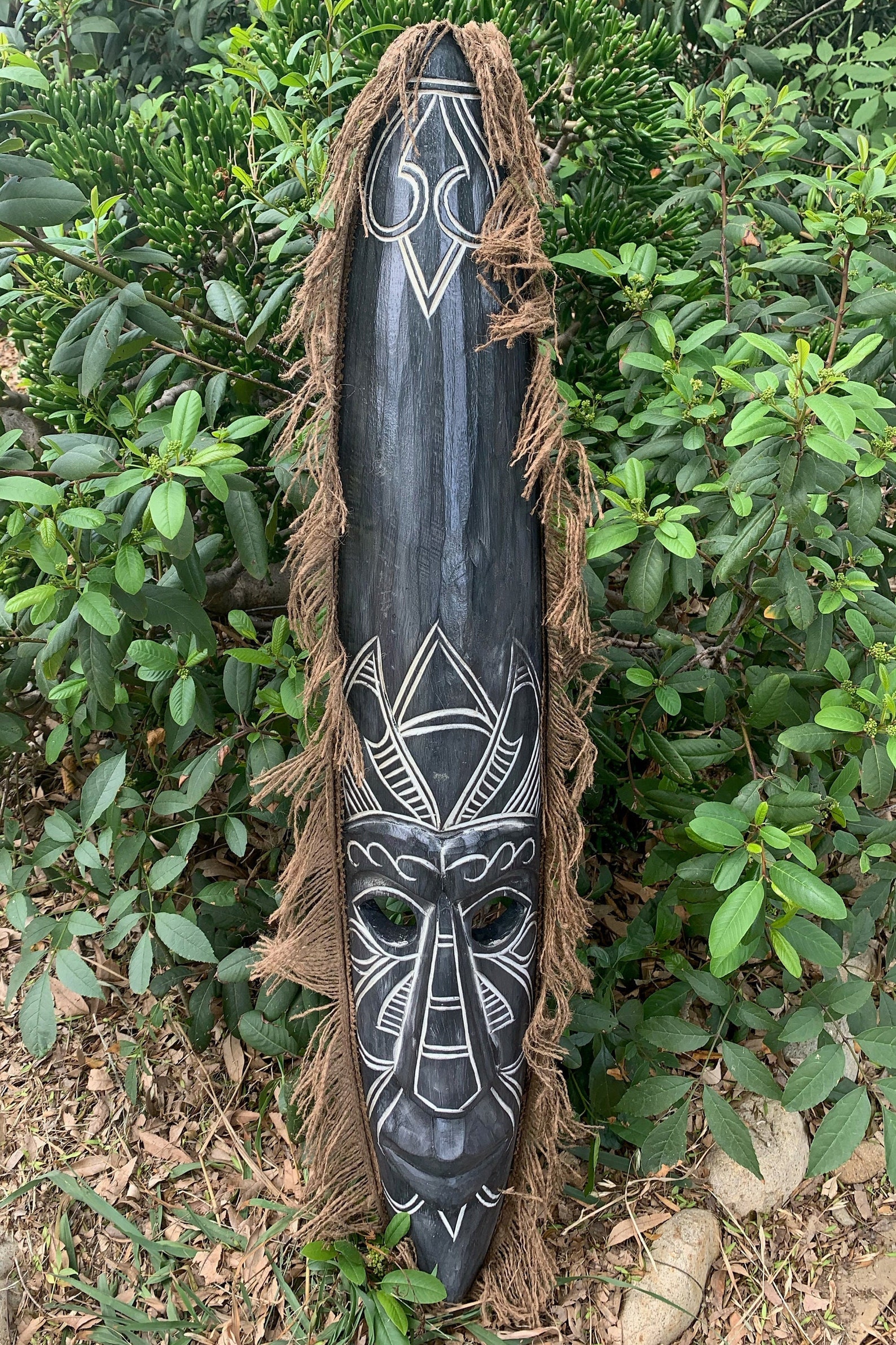 Tribal Primitive African Tiki Tattoo Art Mask With Hair 39x Etsy