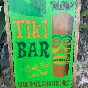 Tiki Bar Vintage Style  Tropical Pallet Wood Sign  16"x 23"