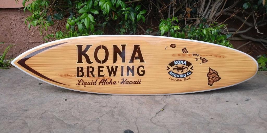 Kona Brewing Hawaii Airbrushed Surfboard Wall Plaque Liquid Aloha