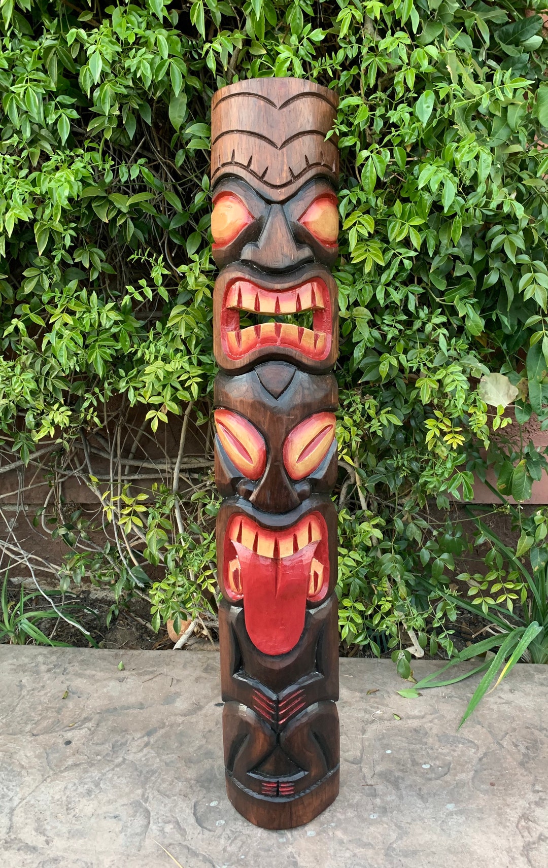 Tiki Totem Tahitian Wood Mask Tropical Bar Patio Decor - Etsy