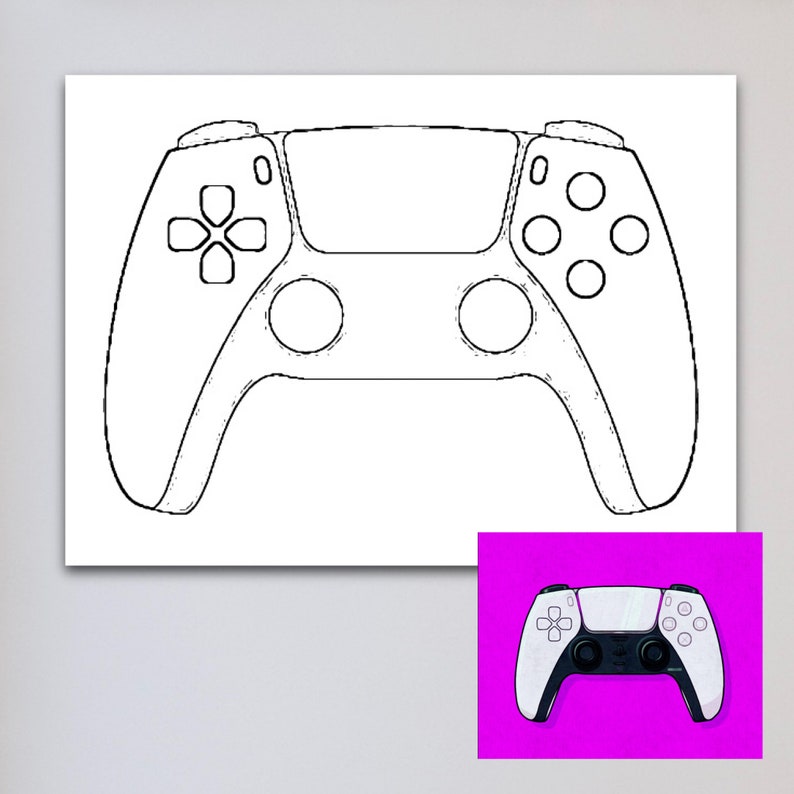 Ps5 paint and sip pre drawn canvas playstation 5 diy etsy