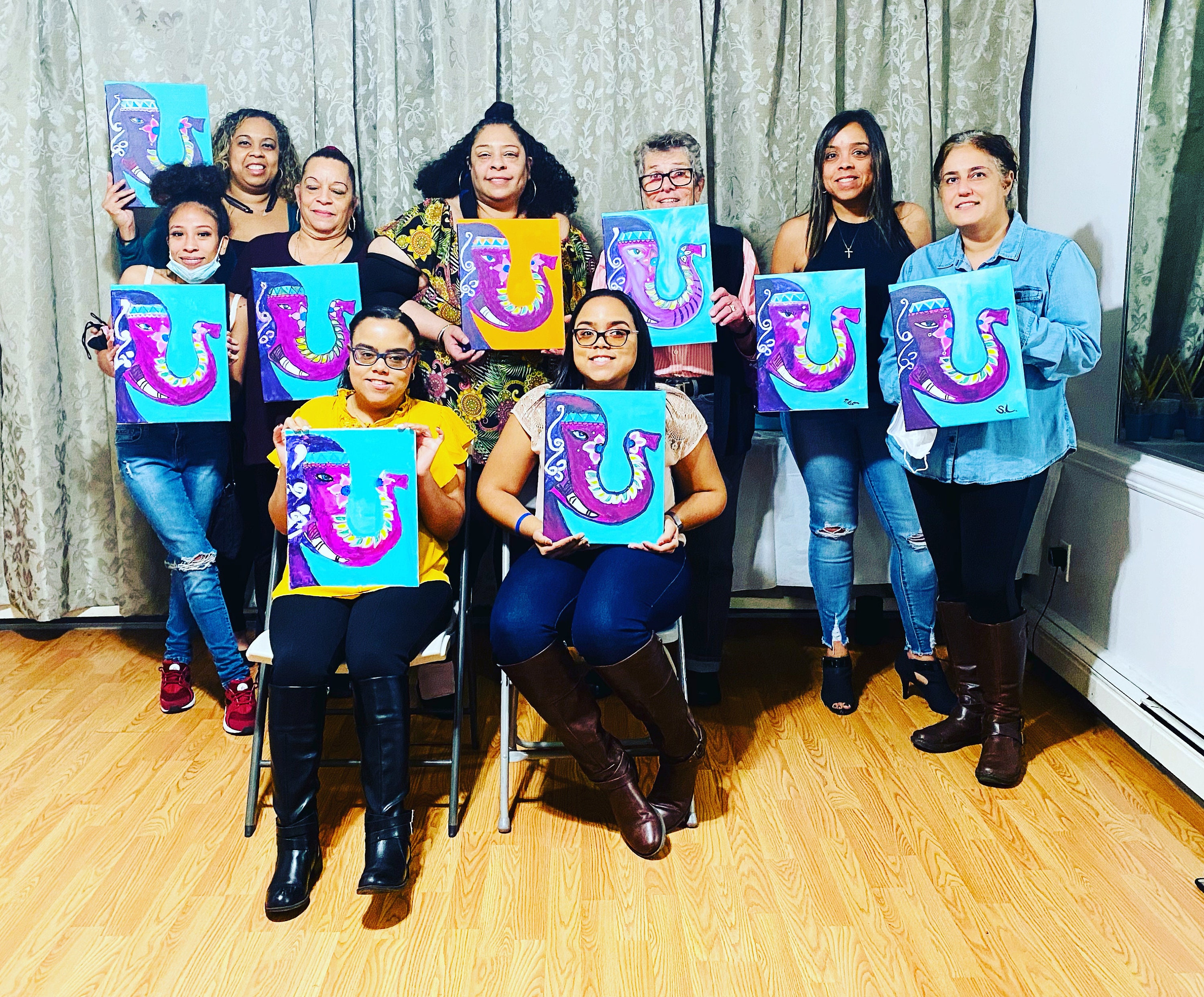 DIY Paint and Sip Kit / Elephant / Painting Kit / Pre Drawn Etsy