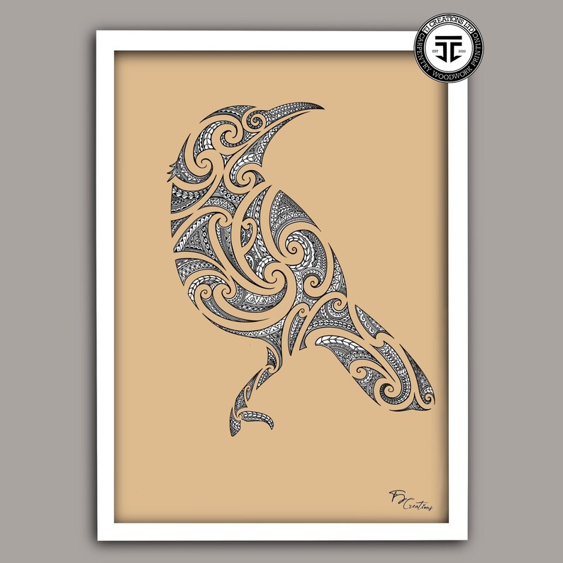 Polynesian Tui Bird Artwork Samoan Art Maori Art Kiwiana New Zealand