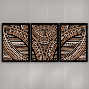 3-Piece Polynesian Artwork, Home Decoration, Wall Handing, Signs, Gift  | Samoan Art | Maori Art