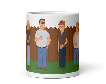King of the Hill Fence White glossy mug