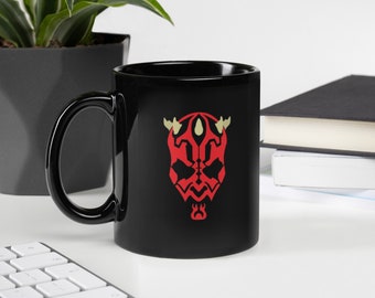 Minimalist Darth Maul Black Glossy Mug