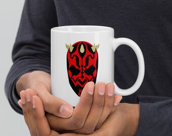 Minimalist Darth Maul White Glossy Mug