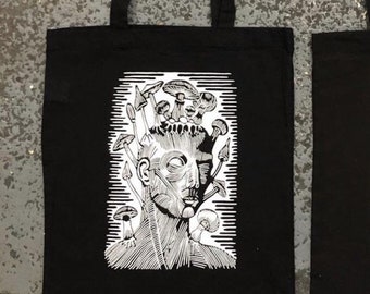 Man vs Mushroom Tote bag