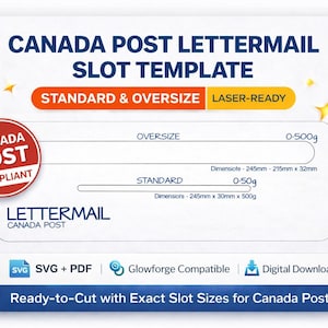 Plantilla para ranura de correo postal compatible con Canada Post / Estándar y de gran tamaño / SVG/PDF cortado con láser