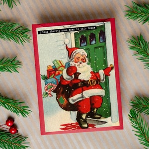 H * es in dit huis vakantie Kerstmis onbeleefd vriend vakantie 50's Mid Century Retro familie huisvrouw grappige Snarky geheime Santa wenskaart