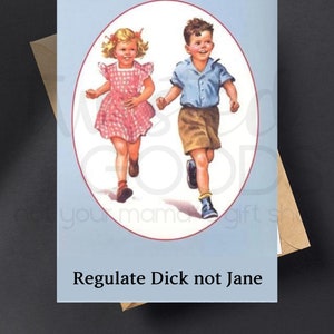 Regular Dick Not Jane Vintage 50's Mid Century Retro Married Couple Housewife Anniversary Birthday Funny Snarky Greeting Card