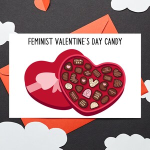 Feministyczne Walentynki Czekoladowe Serca Cukierki Równa Płaca Dziewczęca Siła Feminizm Anty Galentine Pro Roe Wybór Przyjaciel Liberalny Demokrata Karta Prezent