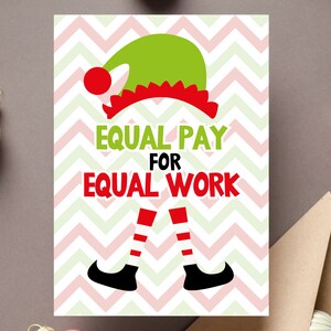 "Equal Pay forEIchte Arbeit Weihnachtskarte ""Liberal Pro Union"" Solidarity ""Eat the Rich"" Feiertags Elf niedlich Antifaschistisch Gruß für soziale Gerechtigkeit."