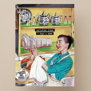 Zertifizierte Freak WAP Grußkarte MCM Hausfrau Mid Century Retro Bridal Shower Jubiläum Geburtstag Lustige Snarky Rap Hip Hop Songtexte Geschenk