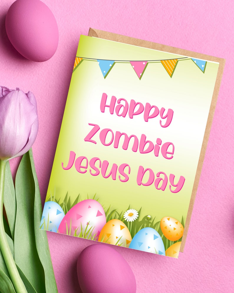 Happy Zombie Jesus Day Easter Pagan Greeting Card Bunny Egg Atheist Agnostic Equality Liberal Political Funny Sarcastic Rude Christian Gift image 4