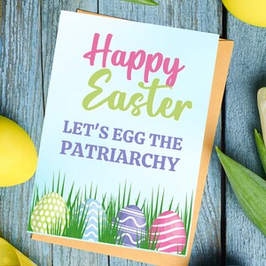 Frohe Ostern Let's Egg Patriarchy Grußkarte Feministische Pro Choice Frühling Gleichheit MädchenPower Liberal Politisch Lustig Aktivistin Unhöfliches Geschenk