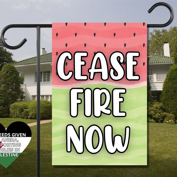 Cease Fire Now Lawn Sign Watermelon is Resistance Yard Flag Pro Palestine Garden Decor