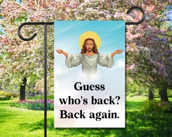 Guess Who's Back Hip Hop Jesus Easter Yard Flag Atheist Agnostic Anti Religion Spring Garden Eminem Rap Music Lover Seasonal Resurrection