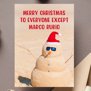 Feliz Navidad a todos excepto a Marco Rubio Florida Tropical Liberal Demócrata Pro Choice Navidad Blue Wave Izquierdista Holiday Tarjetas de felicitación