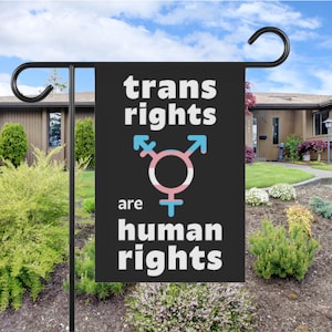 Trans Rights Are Human Rights Garden Sign LGBTQ Support Gay Pride Month Yard Flag Advocate Gift Summer Porch Banner Lesbian Queer Present