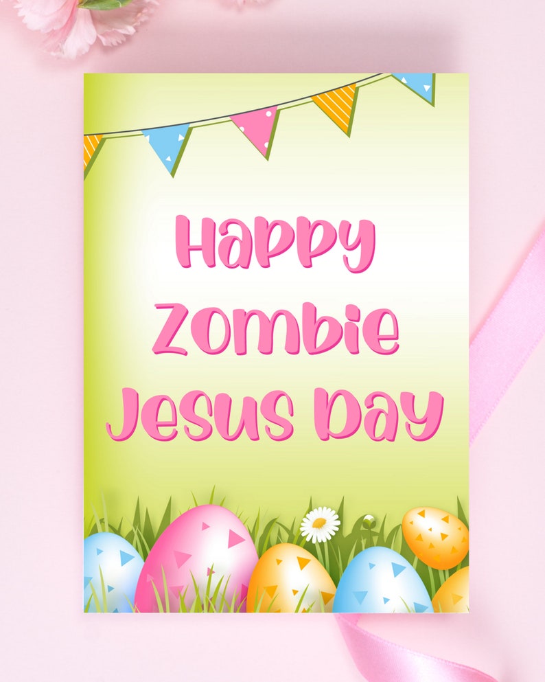 Happy Zombie Jesus Day Easter Pagan Greeting Card Bunny Egg Atheist Agnostic Equality Liberal Political Funny Sarcastic Rude Christian Gift image 3