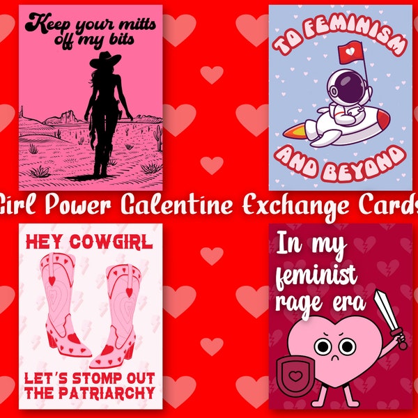 Feminist Galentine Valentine Exchange Mini Cards Girl Power Anti Patriarchy Social Justice Feminism Women Empowerment Equality Adult Funny