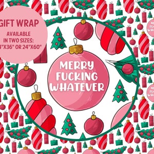 Fröhlich F * cking Was auch immer lustig unhöflich sarkastisch frech Snarky Weihnachten Geschenkverpackung Urlaub Erwachsene Secret Santa Geschenkpapier Fluch Wort Ornament