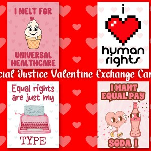 Soziale Gerechtigkeit Valentines Galentine Austausch Mini-Karten Equal Pay Gesundheitswesen Menschenrecht Anti-Patriarchat Feminist-Liberal-Politisch-Linke