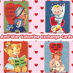 Aktivist Antikriegs-Valentinstag-Galentin-Austausch-Minikarten Gleiche Bezahlung Rechte Feministische soziale Gerechtigkeit GBTQ BIPOC Erwachsene lustige Vintage MCM