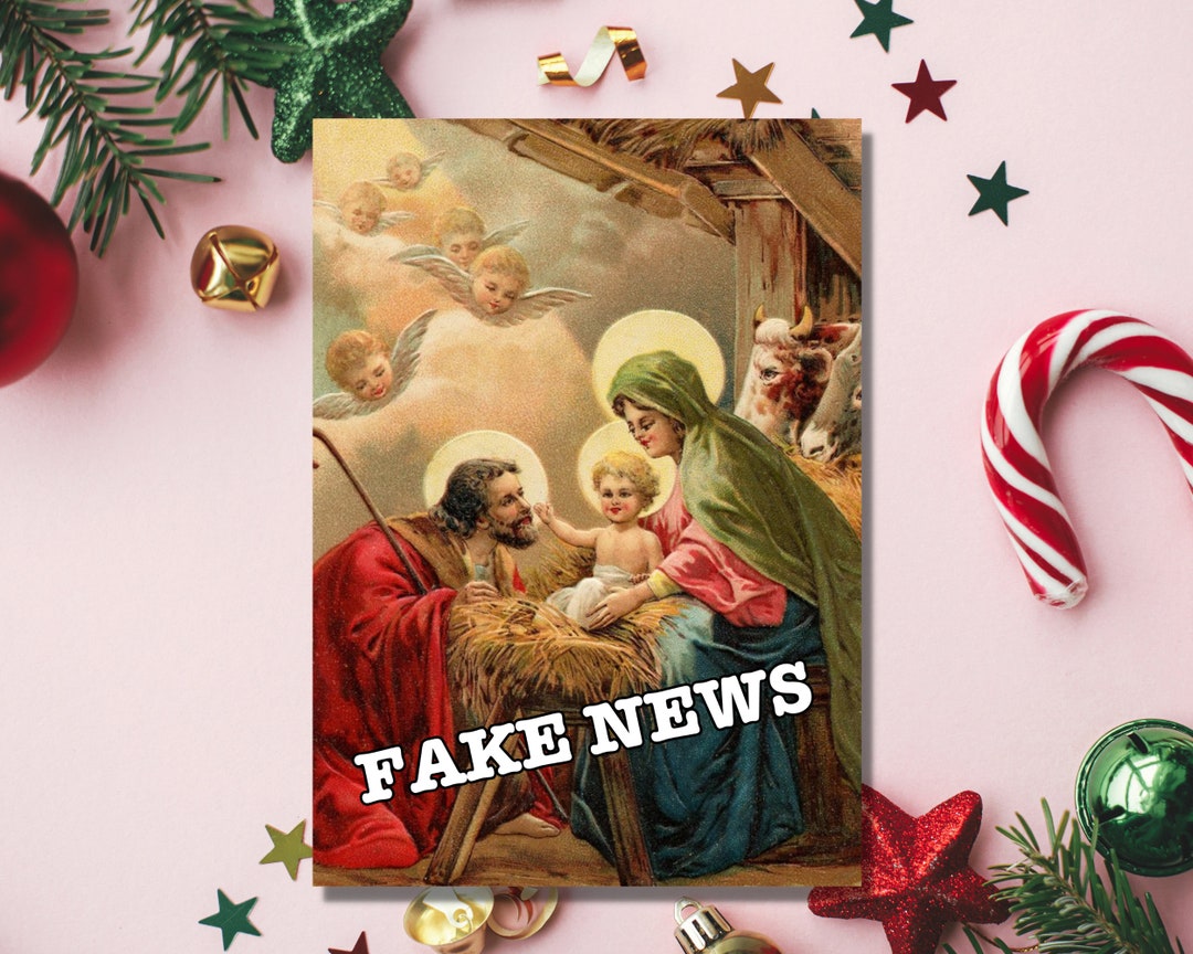 Nativity Fake News Holiday Greeting Card Anti Religion Christmas Funny