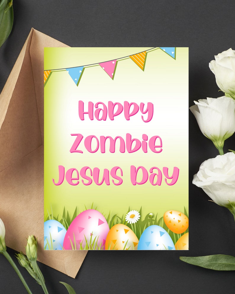 Happy Zombie Jesus Day Easter Pagan Greeting Card Bunny Egg Atheist Agnostic Equality Liberal Political Funny Sarcastic Rude Christian Gift image 5