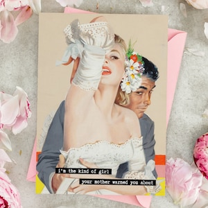 Art of Girl Mother Gewarnt Über Mid Century Retro Weibliche Ermächtigung Hausfrau Jubiläum Geburtstag Unhöflich Lustige Snarky Grußkarte Geschenk