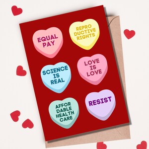 Conversation Hearts Anti-Valentinstag Galentine Soziale Gerechtigkeit Equal Pay Feminist LGBTQ Freundin Freund Linker Linker Karte Geschenk Dekor