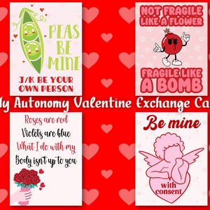 Autonomia ciała Walentynki Galentine Exchange Mini karty Prawa reprodukcyjne Feministka Pro Choice Liberalny Polityczny Lewicowy Demokrata Zabawny