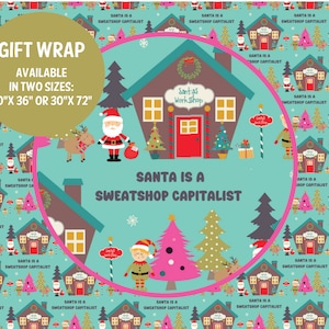 Papel de embrulho anticapitalista Natal Pessoas com excesso de lucro União Solidariedade Sazonal Engraçado Gag Liberal Embrulho de Presente Democrata Esquerdista Política