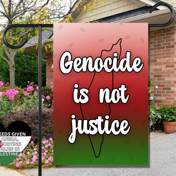 Genocide Is Not Justice Yard Flag Pro Palestine Lawn Sign Watermelon Resistance Protest Banner