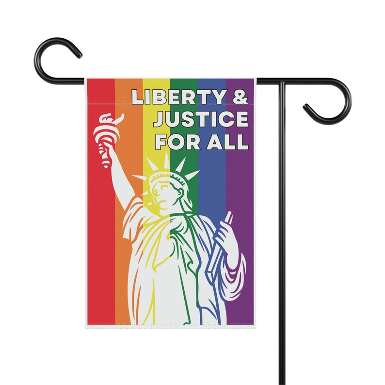 Libunity Flag Liberty & Justice for All LGBTQ+ Pride Yard Flag Patriotic Lady Statue ...