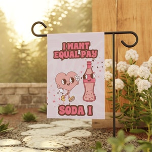 Equal Pay Feminist Valentine Galentine Yard Flag Party Decor Groovy Hippie Mascot Love Heart Social Justice Equality Political Garden Sign image 3
