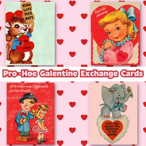 Mädchen Bande Galentine Valentines Austausch Mini Karten Gleiche Bezahlung Reproduktive Rechte Feminist Pro Hacke Weibliche Empowerment Erwachsene Lustige Vintage MCM