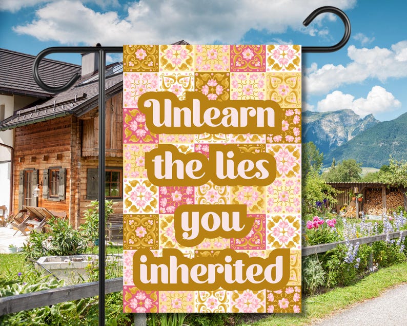Liberal Progressive Unlearn Lies Inherited Yard Flag Anti Republican Democrat Grandma Core Quilt Aesthetic Garden Banner Summer Porch Decor