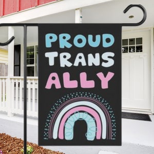 Stolze Trans Ally Haus Flagge LGBTQ Pride Pink Blau Regenbogen Yard Schild Protect Transgender Boho Rasen Banner Gleichheit Juni Dekor Geburtstagsgeschenk