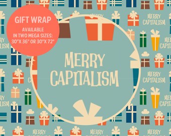 Vrolijk kapitalisme politiek inpakpapier Kerstmis liberaal links socialist activist feestdag Cadeaupapier Progressief democraat Eat the Rich