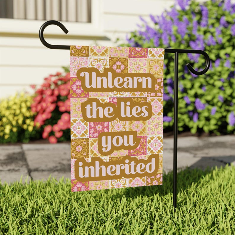 Liberal Progressive Unlearn Lies Inherited Yard Flag Anti Republican Democrat Grandma Core Quilt Aesthetic Garden Banner Summer Porch Decor
