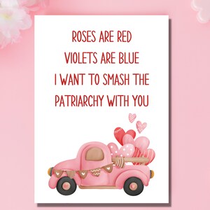 Rosen Rot Veilchen Blue Smash Patriarchat Anti-Valentinstag Galentine Pro Roe Choice Soziale Gerechtigkeit Equal Pay Feminist FriendLiberale Karte