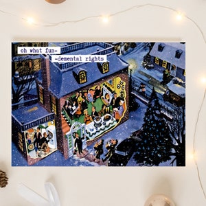 Oh quels droits fondamentaux drôle de Noël activiste féministe Pro Choice Libéral démocrate vacances 50's MCM Retro Housewife carte de vœux