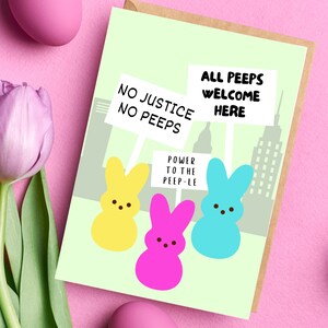 Soziale Gerechtigkeit Protest Marshmallow Ostern Candy Küken Grußkarte Feministische Peep Pro Choice Roe Spring Gleichheit Liberal Politisch Lustig